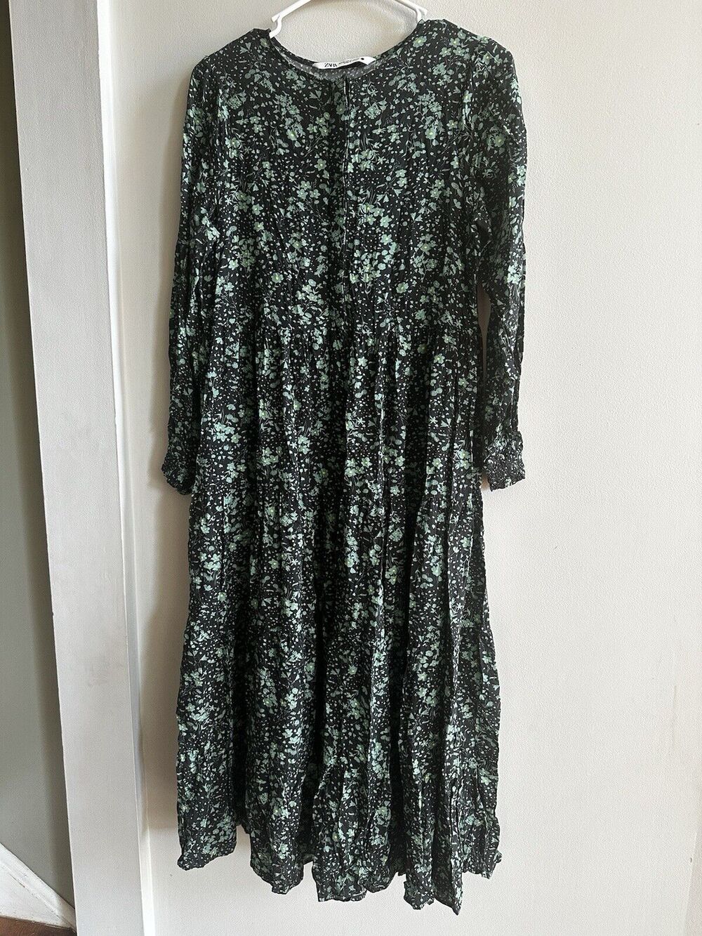 Zara The Angel tiered prairie dress Floral Long Sleeve Maxi Size XS Cottage Core